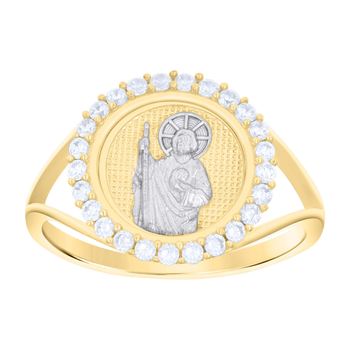 10kt Yellow Gold Womens Cubic-Zirconia Single Row CZ Eternity Band Ring