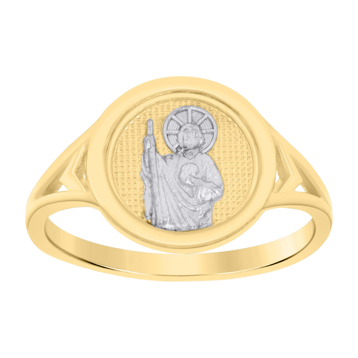 10kt Two-tone Gold Womens St. Jude Religious Ring