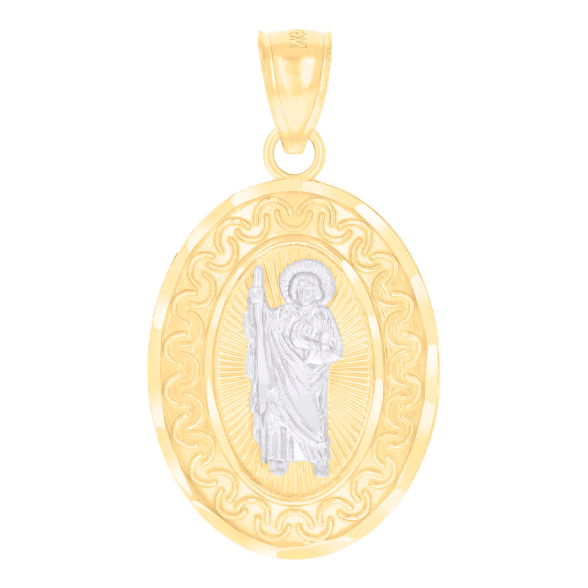 14kt Two-tone Gold Womens St. Jude Religious Charm Pendant