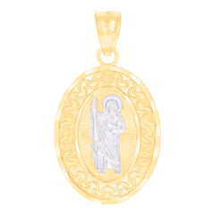 14kt Two-tone Gold Womens St. Jude Religious Charm Pendant
