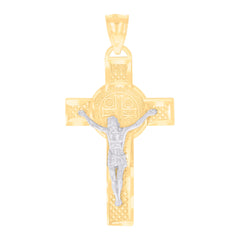 14kt Two-tone Gold Mens Crucifix Cross Religious Charm Pendant