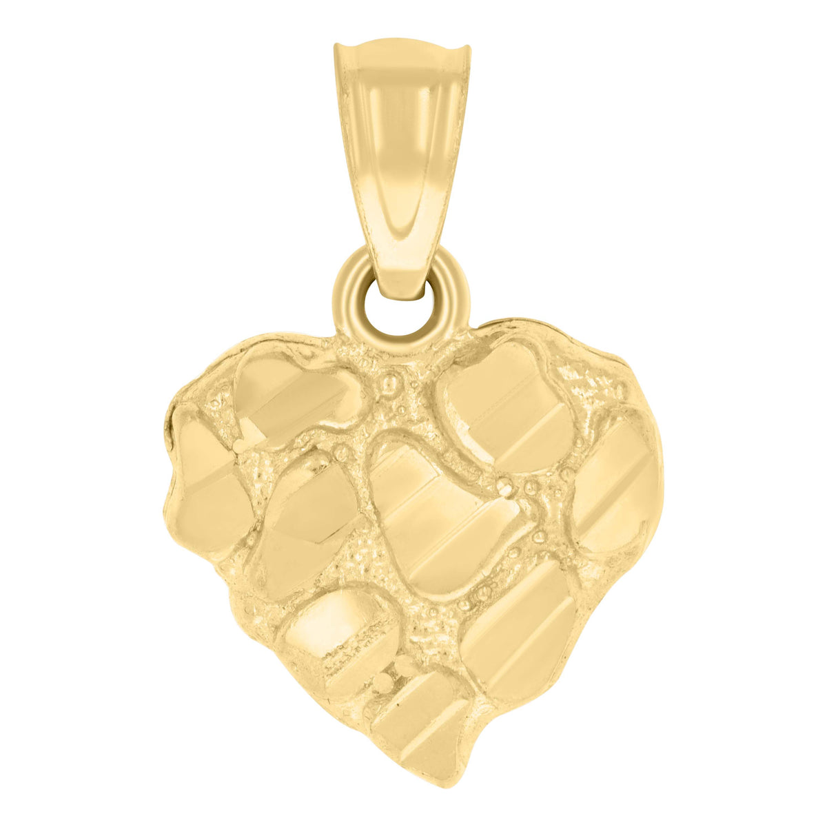 14kt Yellow Gold Womens Nugget Heart Charm Pendant
