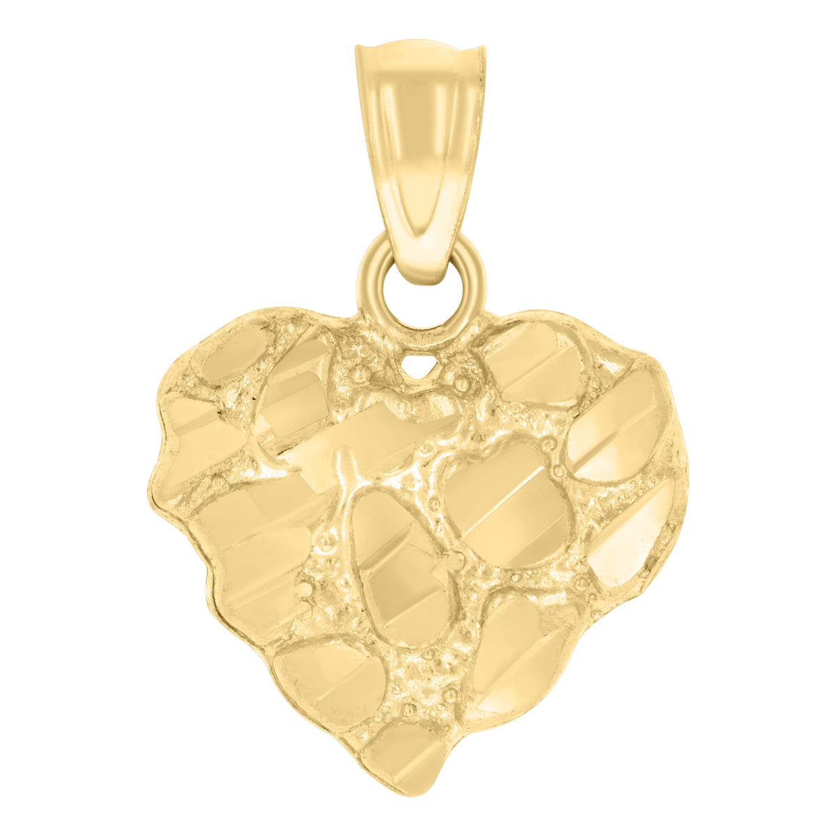 14kt Yellow Gold Womens Nugget Heart Charm Pendant