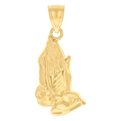 10kt Yellow Gold Unisex Praying Hands Symbol Religious Charm Pendant
