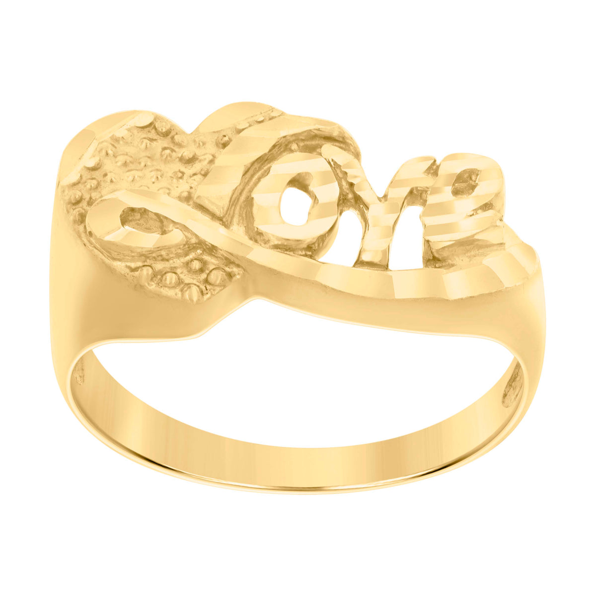 10kt Yellow Gold Womens Love Heart Ring