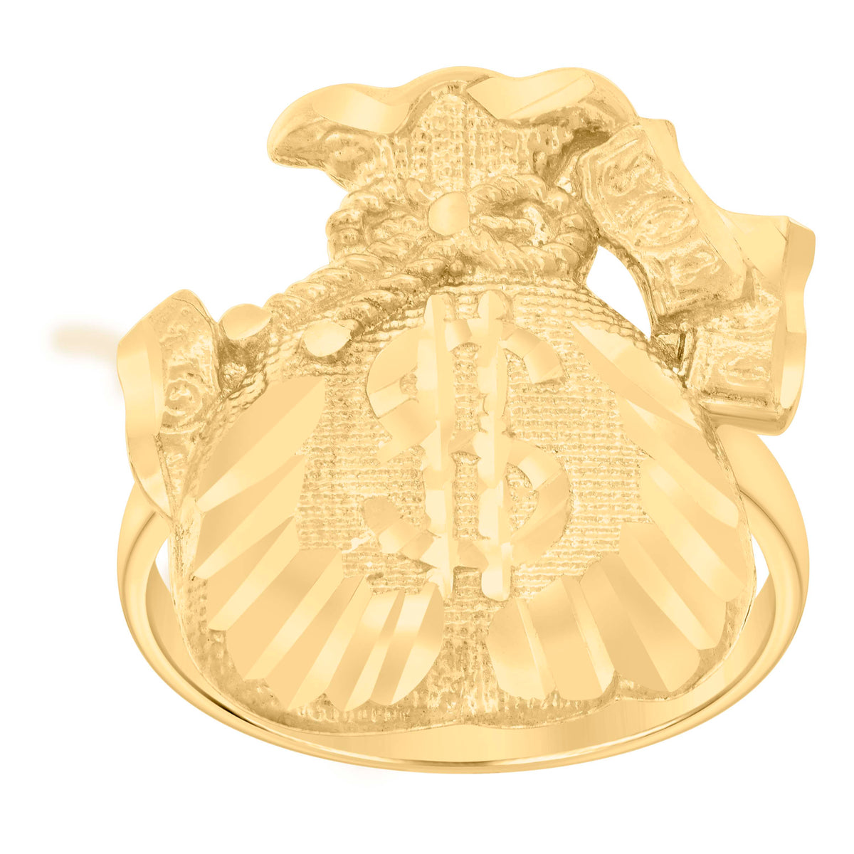 10kt Yellow Gold Womens Money Bag Currency Ring