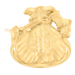 10kt Yellow Gold Womens Money Bag Currency Ring