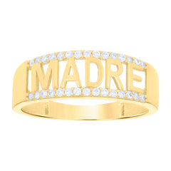 14kt Yellow Gold Womens Cubic-Zirconia MADRE Talking Ring