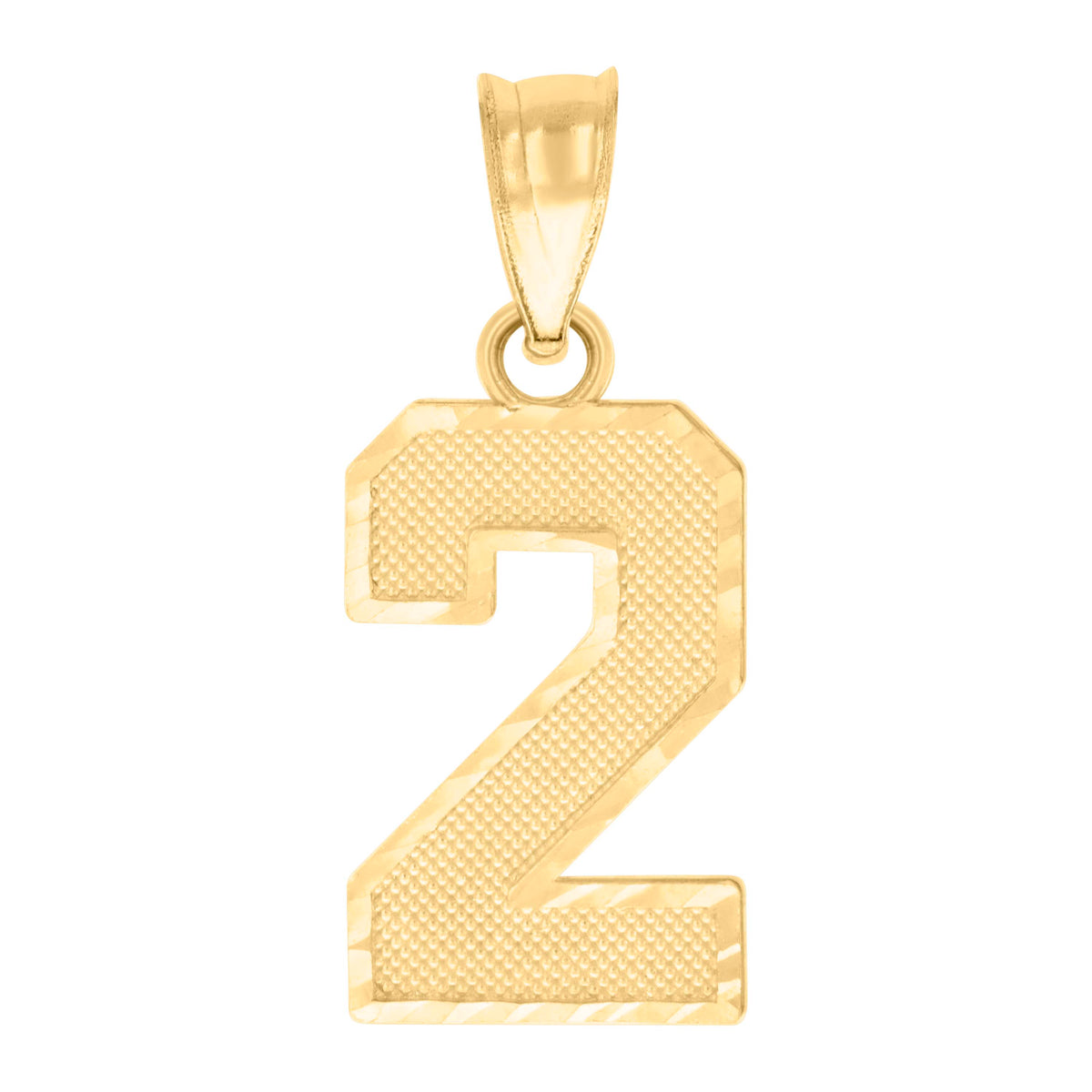 10kt Yellow Gold Unisex Initial Number 2 Charm Pendant