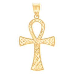 10kt Yellow Gold Unisex Egyptian Ankh Cross Religious Charm Pendant