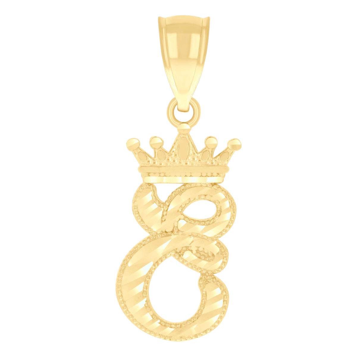 10kt Yellow Gold Unisex Crown E Alphabet Initial Charm Pendant