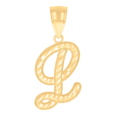 10kt Yellow Gold Unisex Initial L Script Alphabet Charm Pendant