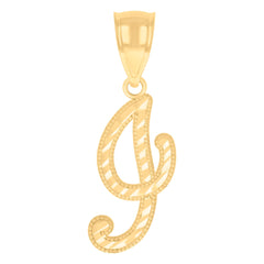 10kt Yellow Gold Unisex Initial I Script Alphabet Charm Pendant