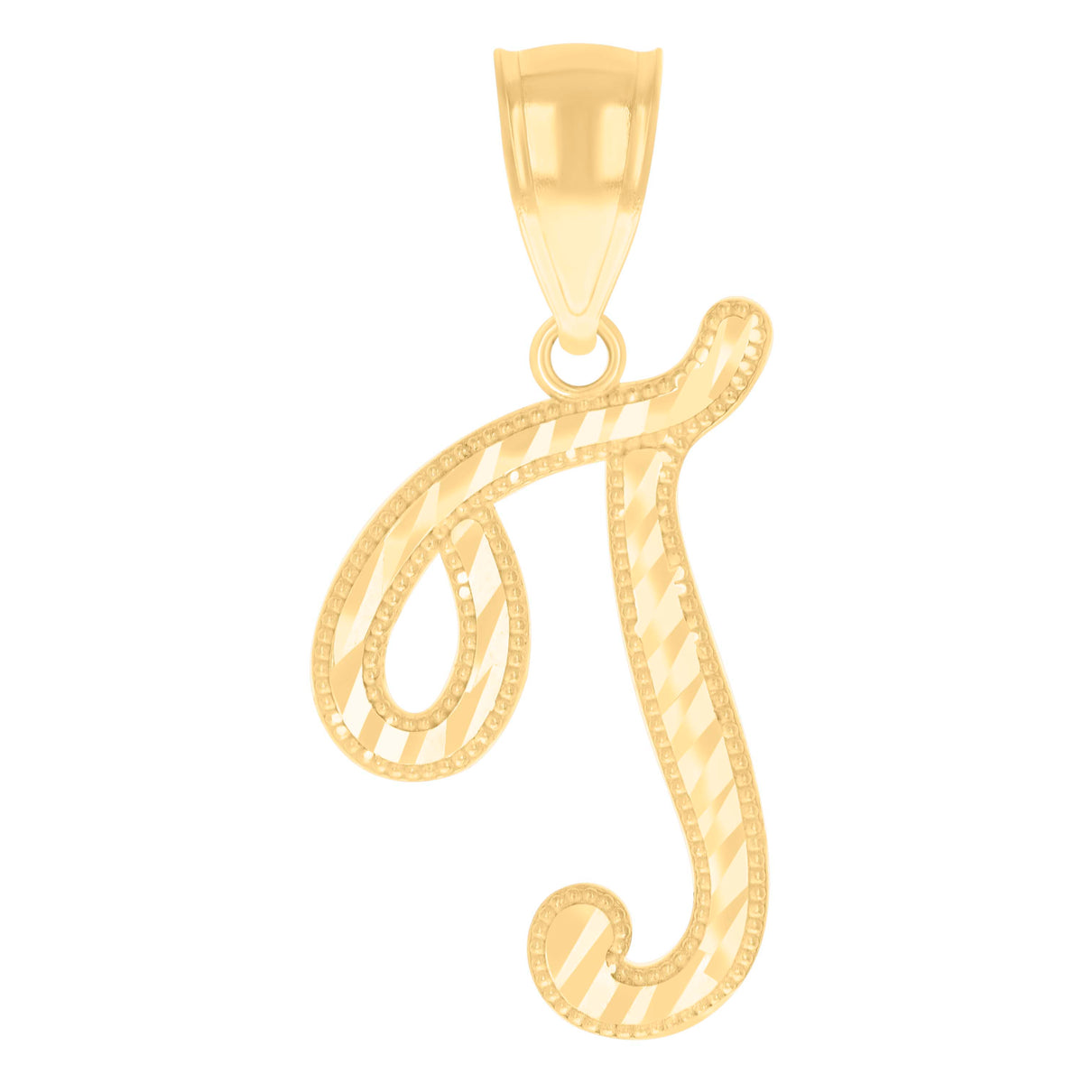 10kt Yellow Gold Unisex Initial T Script Alphabet Charm Pendant