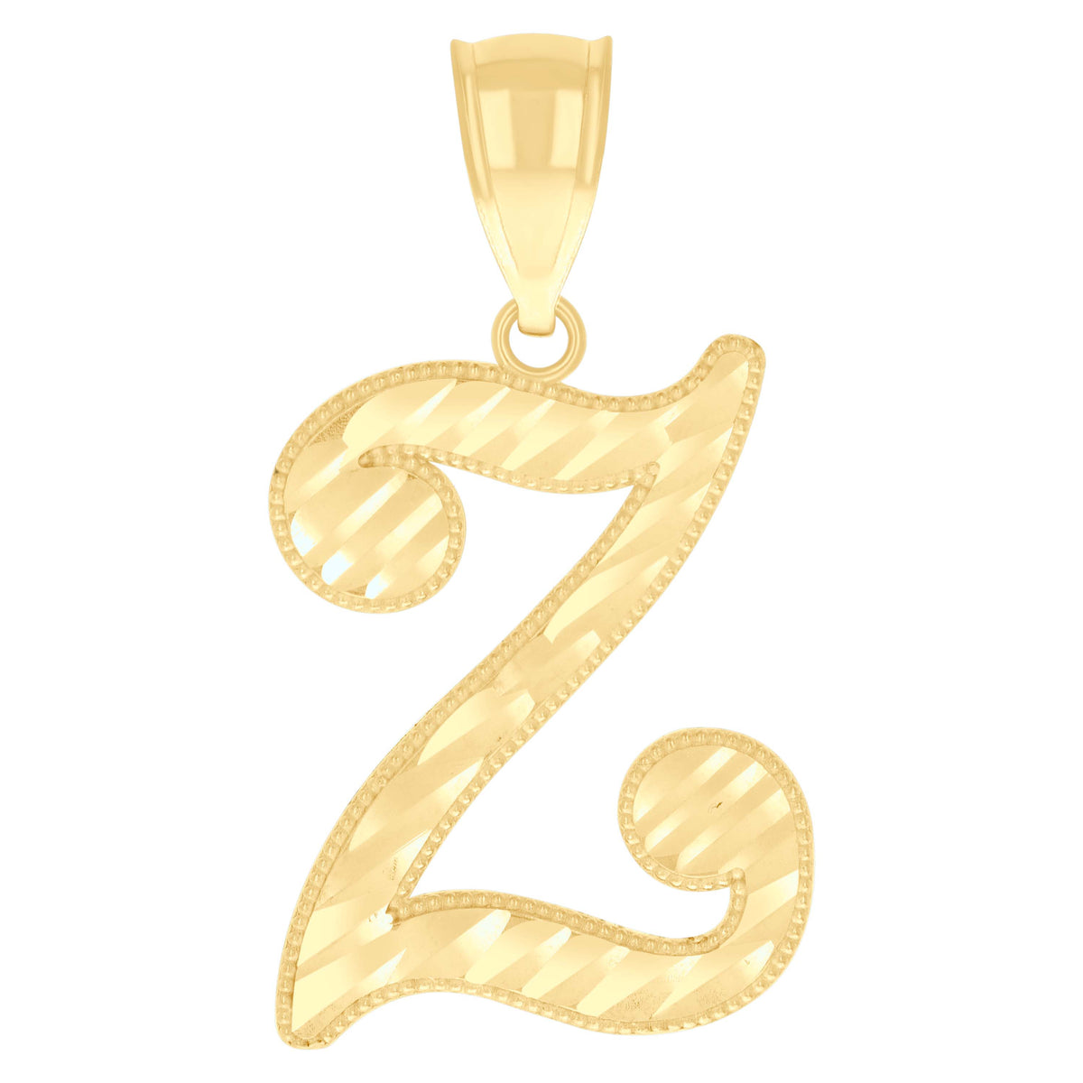10kt Yellow Gold Unisex Z Alphabet Initials Charm Pendant
