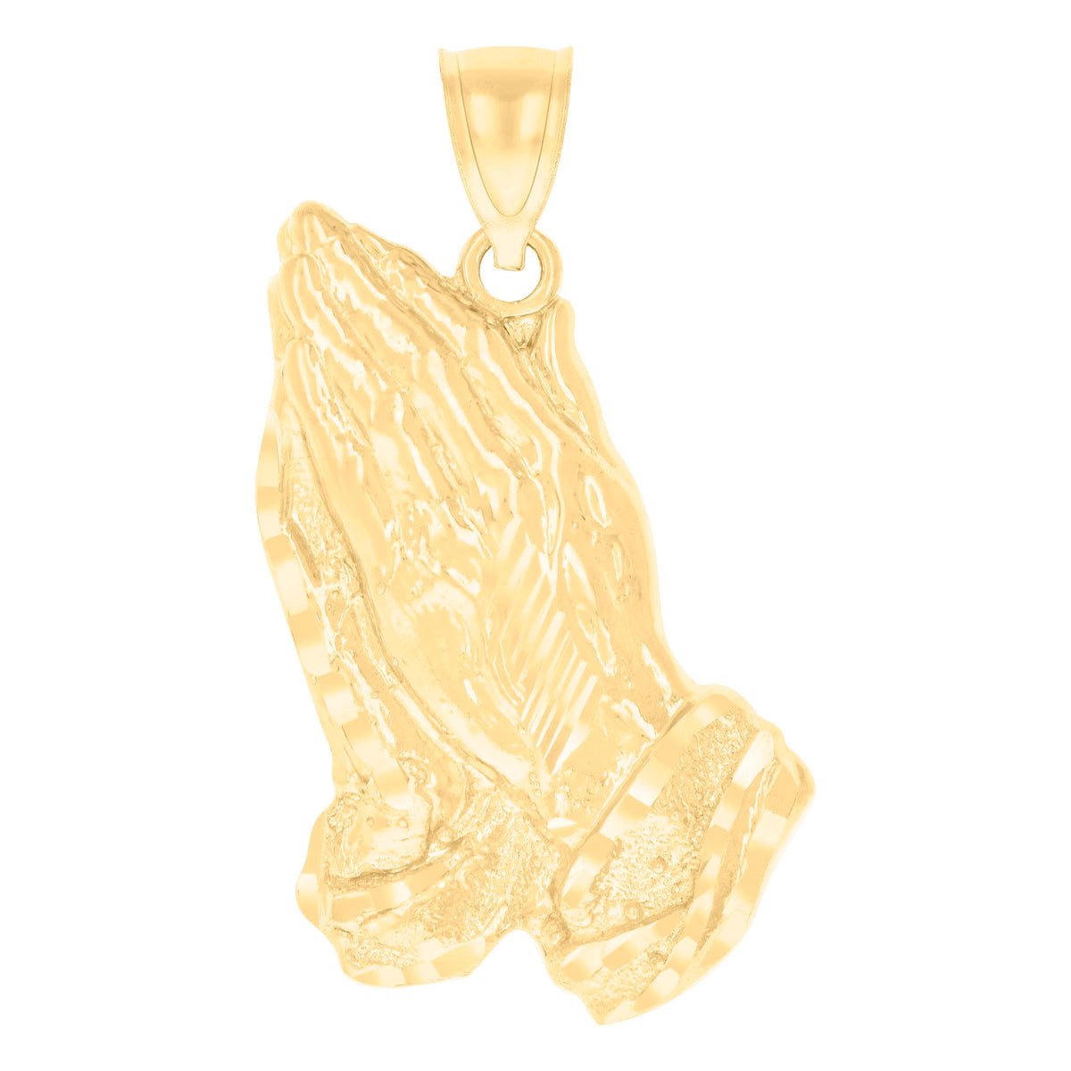 10kt Yellow Gold Mens Praying Hands Symbol Religious Charm Pendant