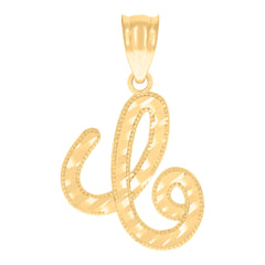 14kt Yellow Gold Unisex Diamond-cut Initial Alphabet C Charm Pendant