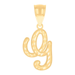 14kt Yellow Gold Unisex Diamond-cut Initial Alphabet G Charm Pendant