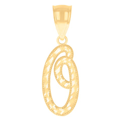 14kt Yellow Gold Unisex Diamond-cut Initial Alphabet O Charm Pendant