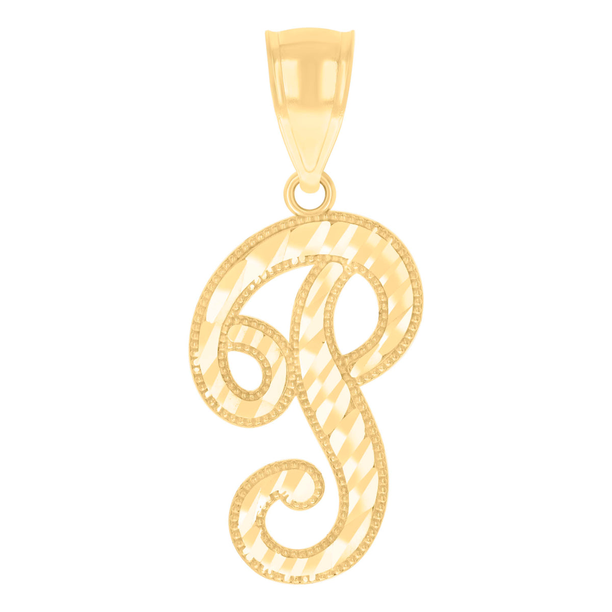 14kt Yellow Gold Unisex Diamond-cut Initial Alphabet P Charm Pendant