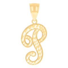 14kt Yellow Gold Unisex Diamond-cut Initial Alphabet P Charm Pendant