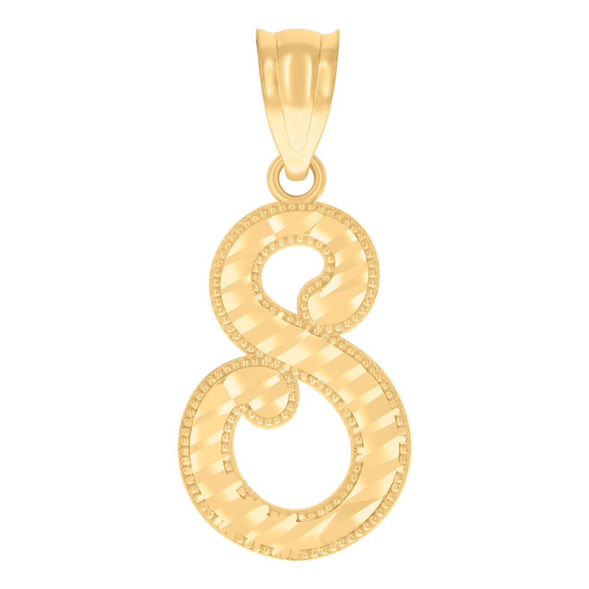 14kt Yellow Gold Unisex Diamond-cut Initial Alphabet S Charm Pendant