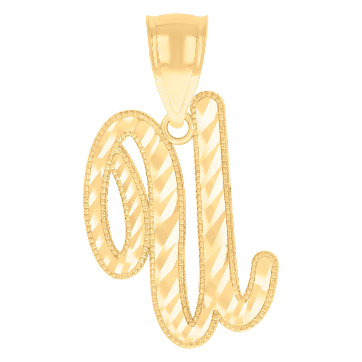 14kt Yellow Gold Unisex Diamond-cut Initial Alphabet U Charm Pendant