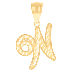 14kt Yellow Gold Unisex Diamond-cut Initial Alphabet W Charm Pendant