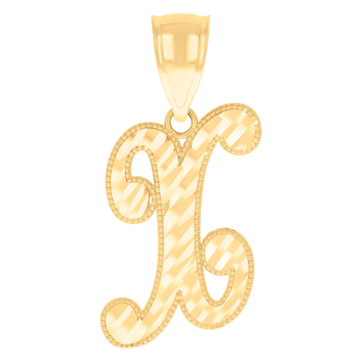 14kt Yellow Gold Unisex Diamond-cut Initial Alphabet X Charm Pendant