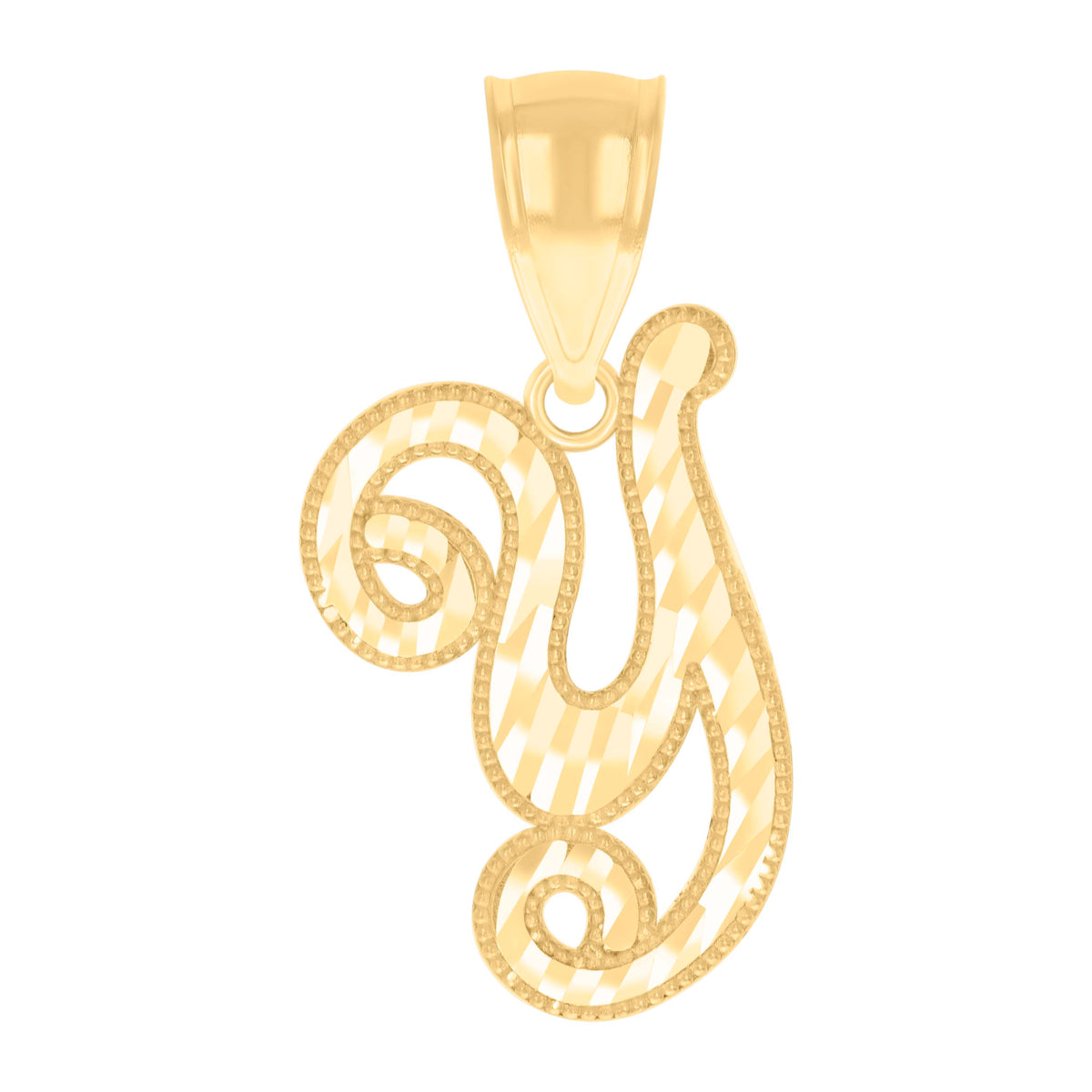 14kt Yellow Gold Unisex Diamond-cut Initial Alphabet Y Charm Pendant