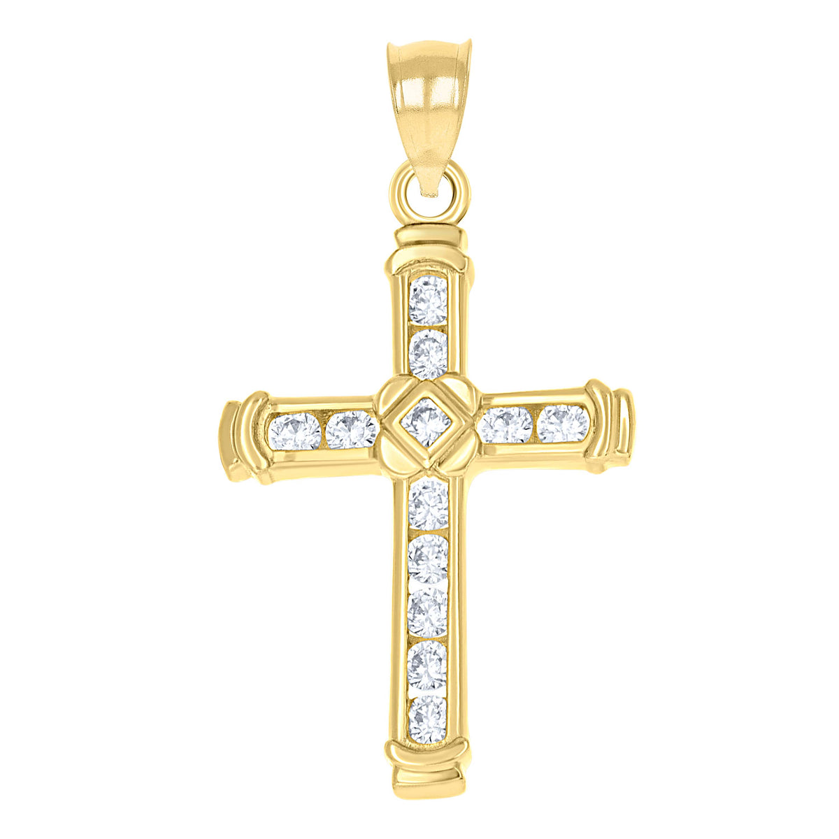 10kt Two-Tone Gold Unisex Diamond-Cut Initial U Charm Pendant