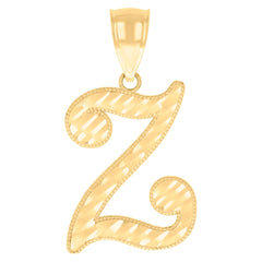 14kt Yellow Gold Unisex Diamond-cut Initial Alphabet Z Charm Pendant