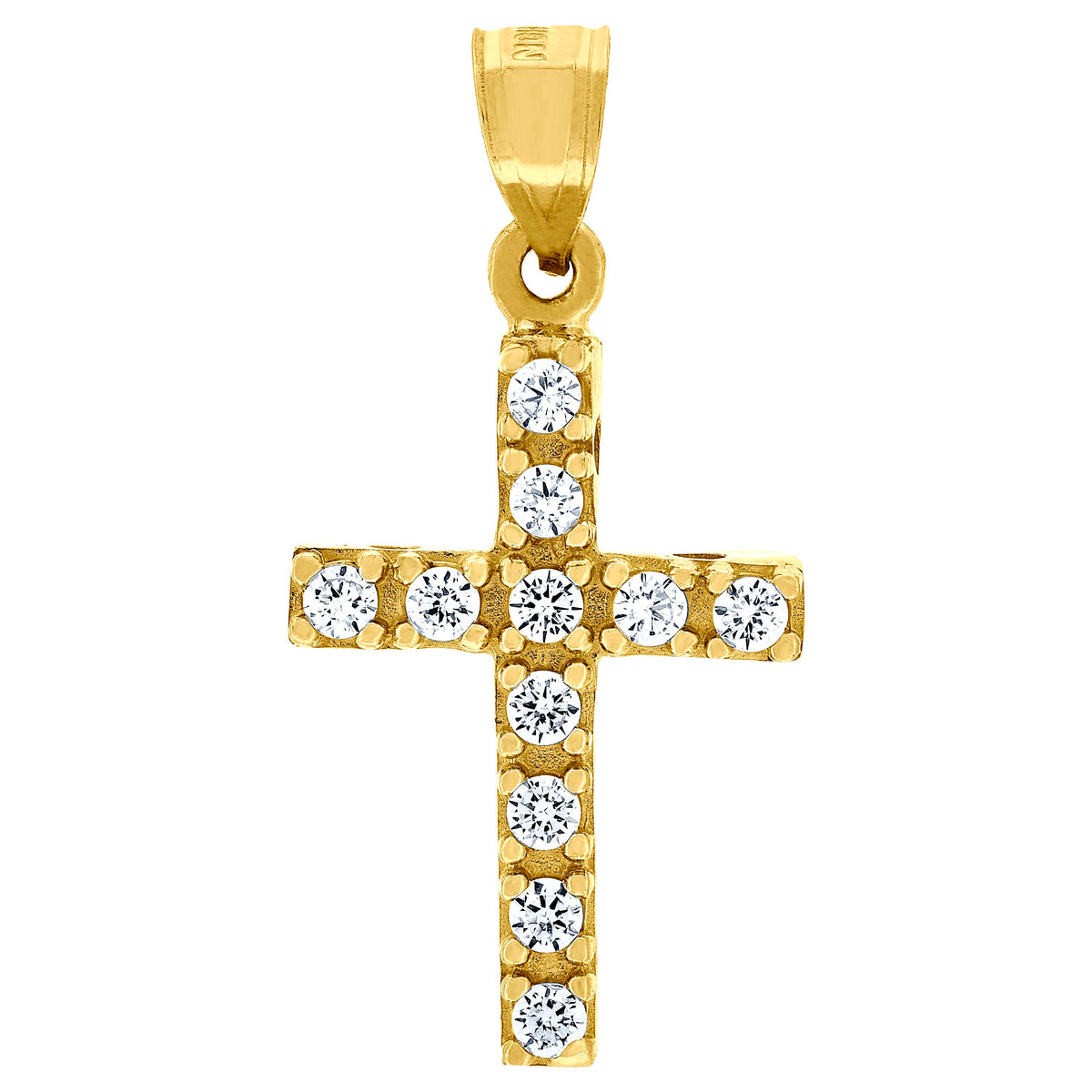 10kt Two-Tone Gold Unisex Textured Cross Religious Charm Pendant