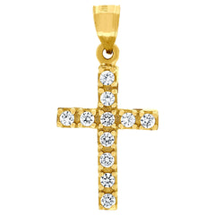10kt Two-Tone Gold Unisex Textured Cross Religious Charm Pendant