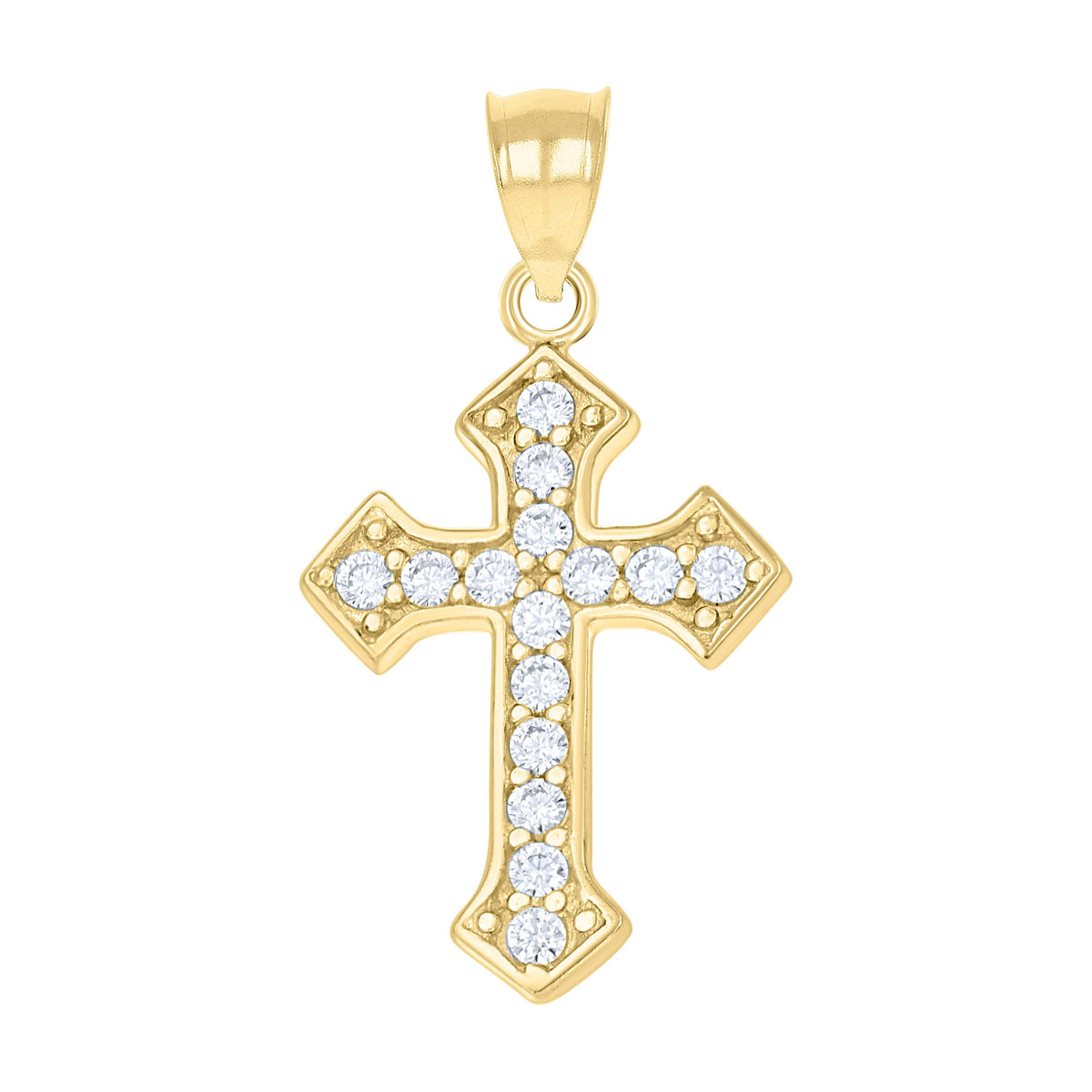 10kt Yellow Gold Cubic-Zirconia Unisex Cross Religious Charm Pendant