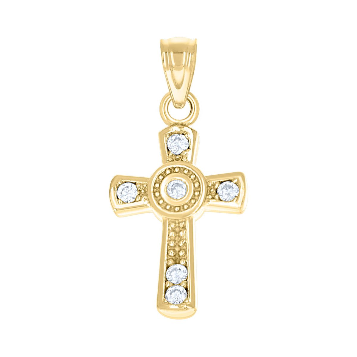 10kt Yellow Gold Womens Round Cubic Zirconia Cubic-Zirconia Cross Pendant