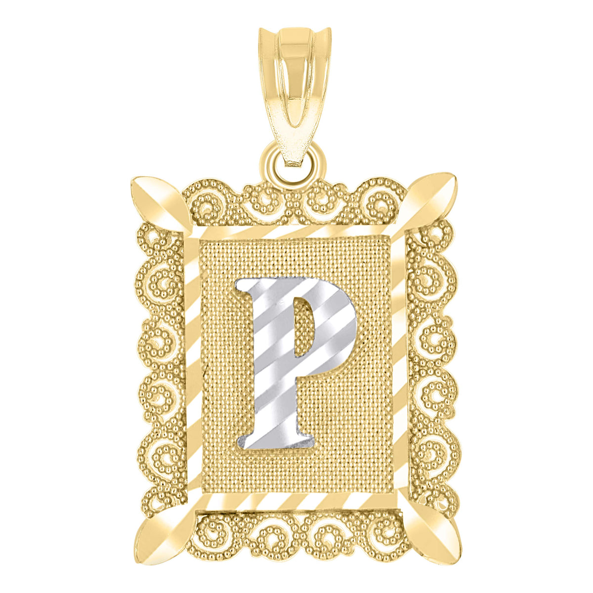 10kt Tri-Color Gold Unisex Cubic Zirconia Cubic-Zirconia Saint John Baptist Religious Oval Charm Pendant