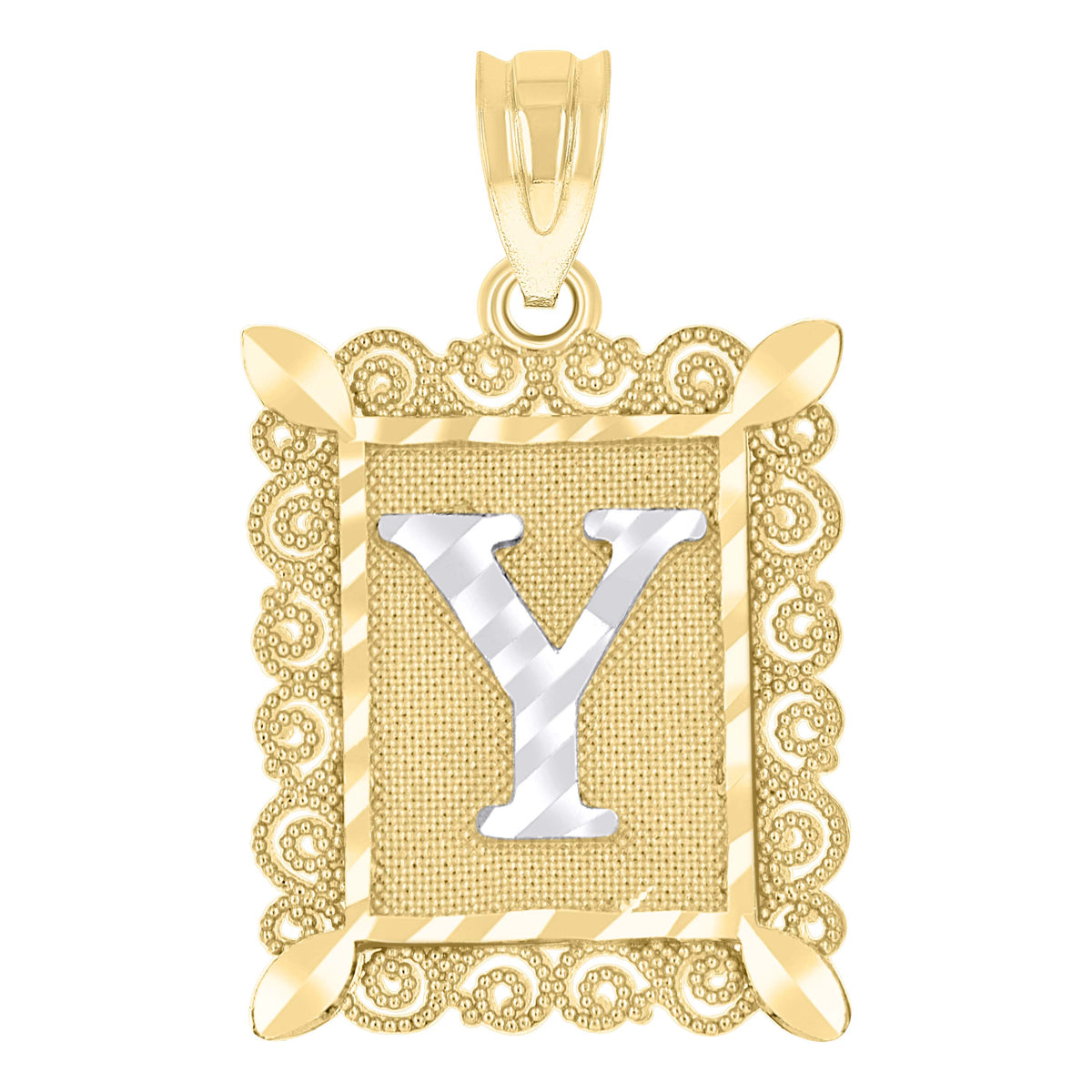 10kt Tri-Color Gold Unisex Cubic-Zirconia Diamond-Cut Crucifix Religious Oval Charm Pendant