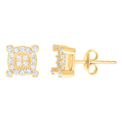 10kt Yellow Gold Womens Cubic-Zirconia Fashion Stud Earrings