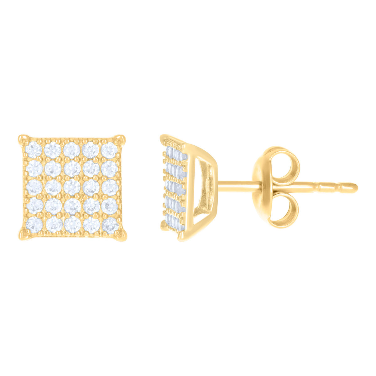 10kt Yellow Gold Womens Cubic-Zirconia Fashion Stud Earrings