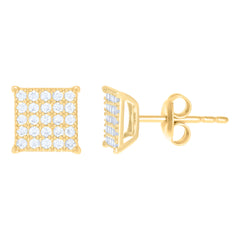 10kt Yellow Gold Womens Cubic-Zirconia Fashion Stud Earrings