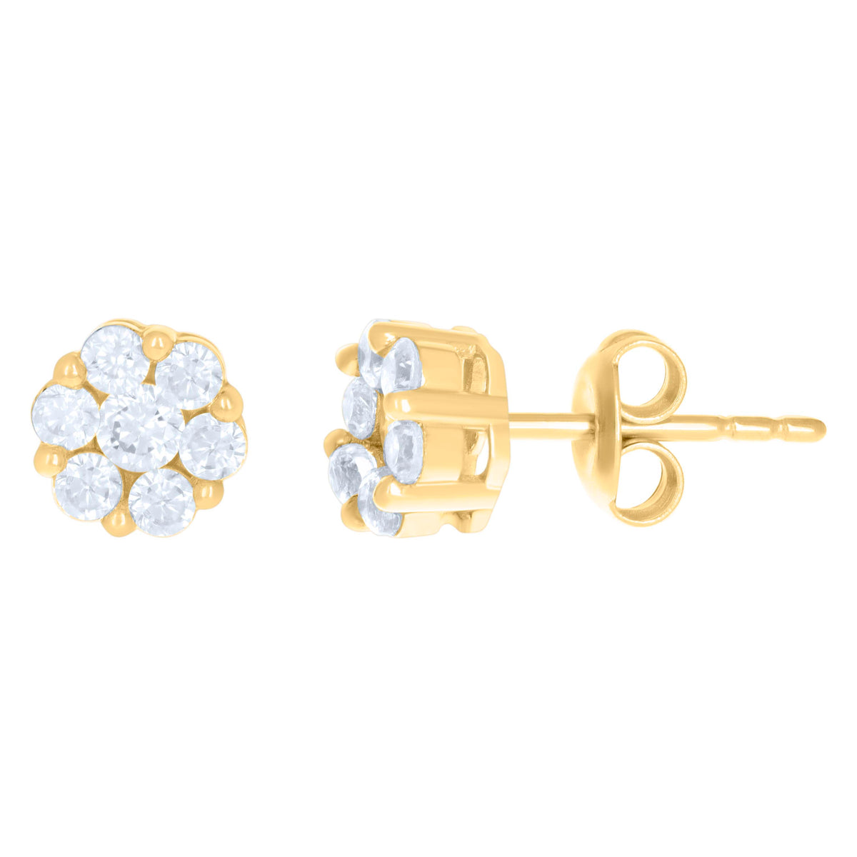 10kt Yellow Gold Womens Cubic-Zirconia Flower Fashion Stud Earrings