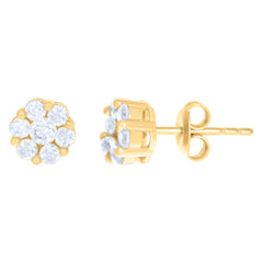 10kt Yellow Gold Womens Cubic-Zirconia Flower Fashion Stud Earrings