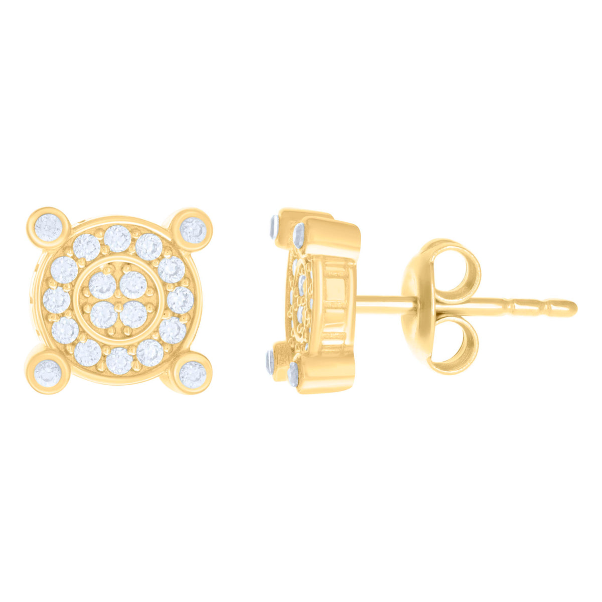 10kt Yellow Gold Womens Cubic-Zirconia Fashion Stud Earrings