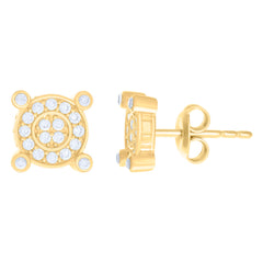 10kt Yellow Gold Womens Cubic-Zirconia Fashion Stud Earrings