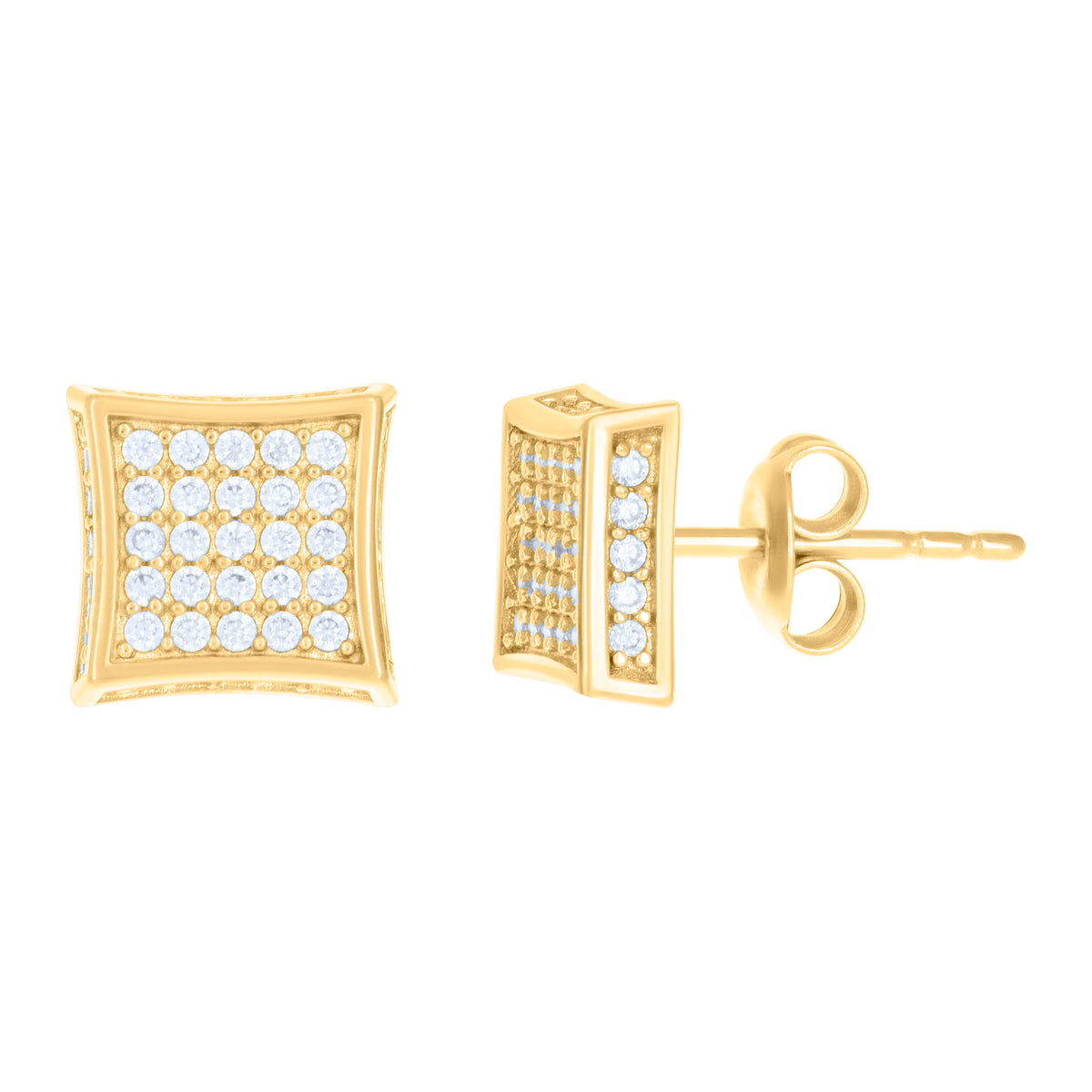 10kt Yellow Gold Womens Cubic-Zirconia Fashion Stud Earrings