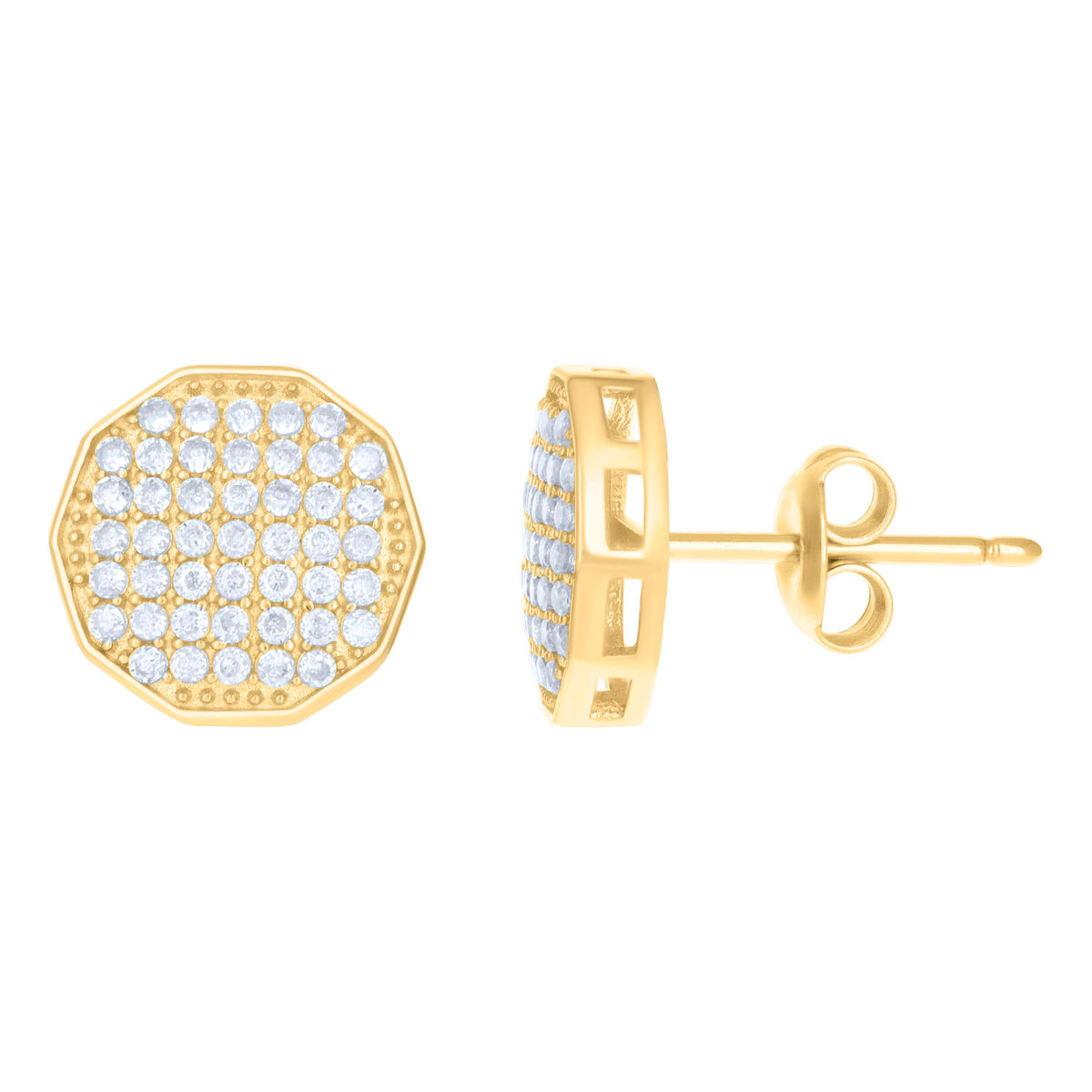 10kt Yellow Gold Womens Cubic-Zirconia Octagon Fashion Stud Earrings