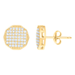 10kt Yellow Gold Womens Cubic-Zirconia Octagon Fashion Stud Earrings