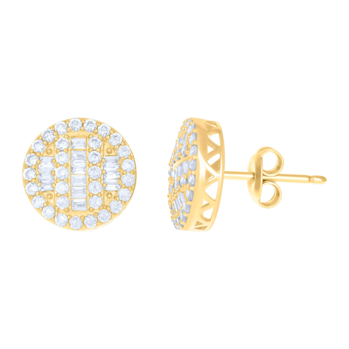 10kt Yellow Gold Womens Cubic-Zirconia Fashion Stud Earrings
