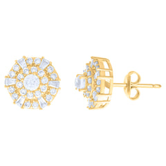 10kt Yellow Gold Womens Cubic-Zirconia Fashion Stud Earrings
